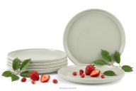 Dessertteller-Set für 6 Personen beige/grün/grau matt