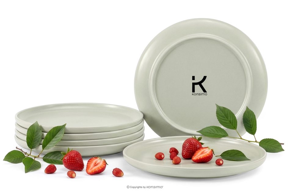 VICTO Dessertteller-Set für 6 Personen beige/grün/grau matt beige/grün/grau matt - Foto 2