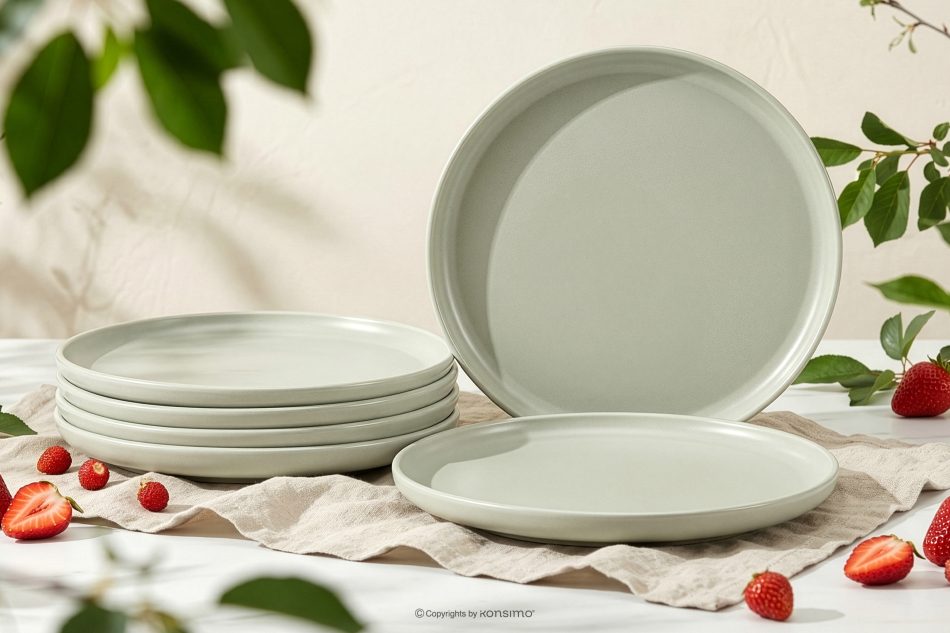 VICTO Dessertteller-Set für 6 Personen beige/grün/grau matt beige/grün/grau matt - Foto 1