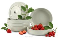Suppenteller Set für 6 Personen beige/grün/grau matt