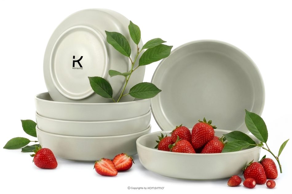 VICTO Suppenteller Set für 6 Personen beige/grün/grau matt beige/grün/grau matt - Foto 0