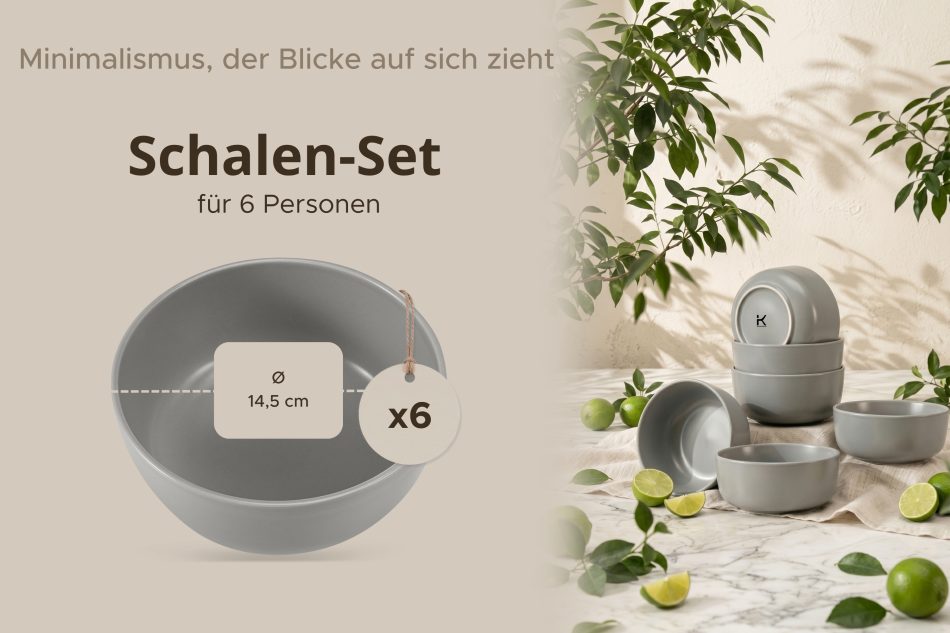 VICTO Schüsselset für 6 Personen grau grau/matt - Foto 6
