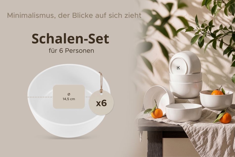 VICTO Schüsselset für 6 Personen weiß weiß/matt - Foto 6