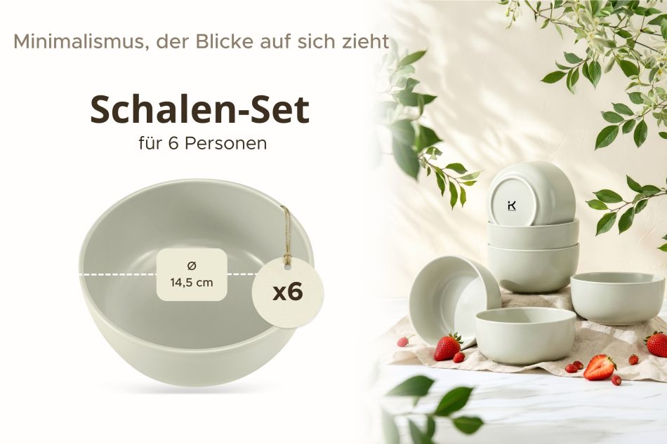 VICTO Schüsselset für 6 Personen beige/grün/grau matt beige/grün/grau matt - Foto 6