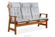 Gartenbank aus massivem Kiefernholz mit Kissen braun/weiß/blau/beige
