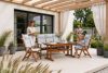 ALCES Gartenbank aus massivem Kiefernholz mit Kissen braun/weiß/blau/beige braun/weiß/blau/beige - Foto 22