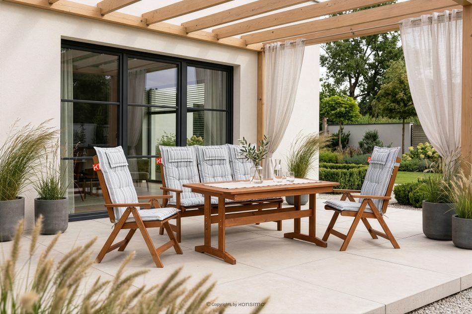ALCES Gartenmöbel-Set aus Kiefernholz für 5 Personen mit Kissen braun/weiß/blau/beige/rot braun/weiß/blau/beige - Foto 1