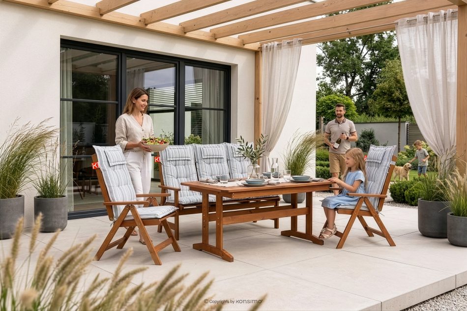 ALCES Gartenmöbel-Set aus Kiefernholz für 5 Personen mit Kissen braun/weiß/blau/beige/rot braun/weiß/blau/beige - Foto 39