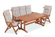 Gartenmöbelgarnitur aus Kiefernholz für 5 Personen mit Kissen in Braun/Weiß/Blau/Beige/Rot