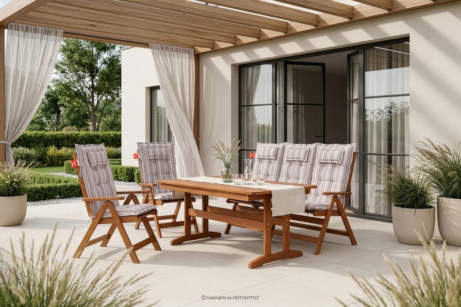 ALCES Gartenmöbelgarnitur aus Kiefernholz für 5 Personen mit Kissen in Braun/Weiß/Blau/Beige/Rot braun/weiß/blau/beige/rot - Foto 1