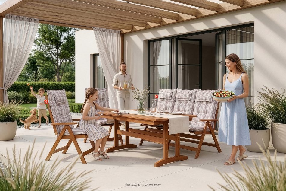 ALCES Gartenmöbelgarnitur aus Kiefernholz für 5 Personen mit Kissen in Braun/Weiß/Blau/Beige/Rot braun/weiß/blau/beige/rot - Foto 39