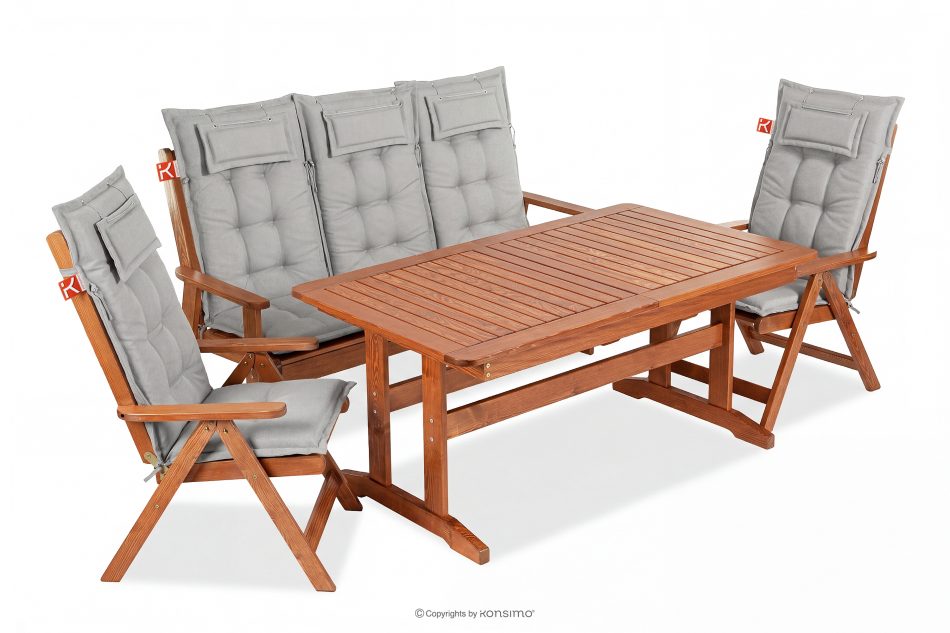 ALCES Gartenmöbel-Set aus Kiefernholz für 5 Personen mit Kissen braun/hellgrau braun/hellgrau - Foto 0