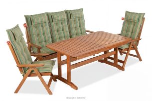 ALCES, https://konsimo.de/kollektion/alces/ Gartenmöbelgarnitur aus Kiefernholz für 5 Personen mit Kissen in Braun/Grün/Orange/Blau braun/grün/orange/blau - Foto