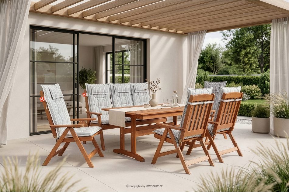 ALCES Gartenmöbel-Set für 7 Personen aus Holz mit Kissen braun/weiß/blau/beige/rot braun/weiß/blau/beige - Foto 1