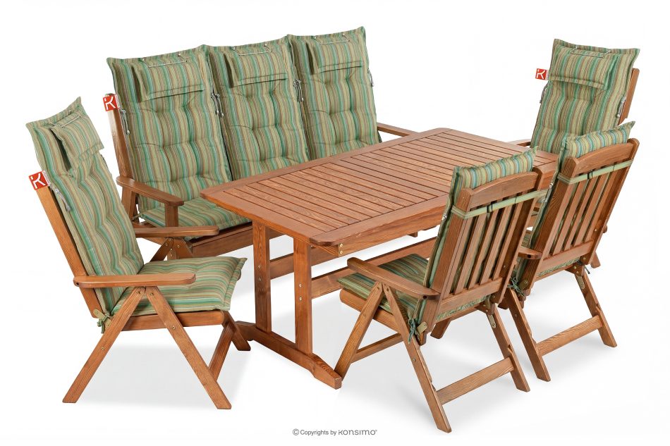 ALCES Gartenmöbel-Set für 7 Personen aus Holz mit Kissen in Braun/Grün/Orange/Blau braun/grün/orange/blau - Foto 0