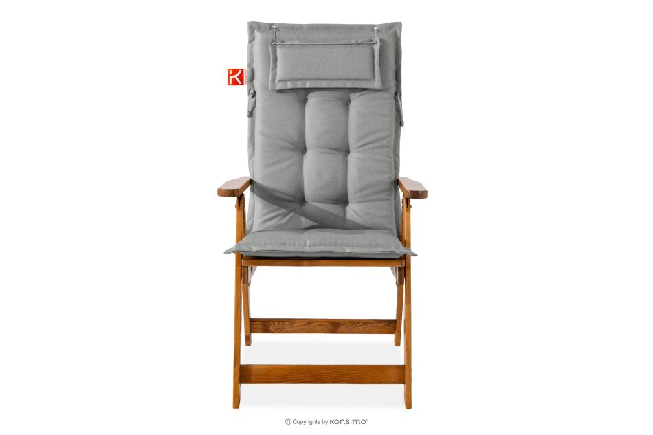 NYCTERE Gartenstuhl aus Kiefernholz mit Kissen braun/hellgrau braun/hellgrau - Foto 2