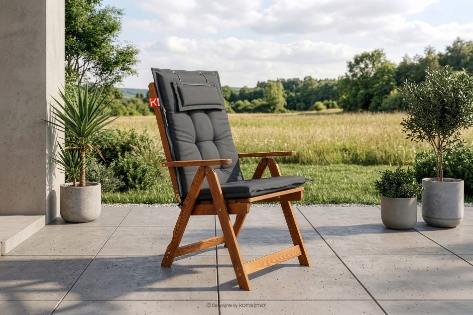 NYCTERE Gartenstuhl aus Kiefernholz mit Kissen braun/dunkelgrau braun/dunkelgrau - Foto 1