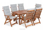 Garten-Set mit Tisch und Stühlen für 6 Personen mit Kissen braun/weiß/blau/beige/rot