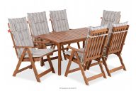 Garten-Tisch- und Stuhlset für 6 Personen mit Kissen braun/weiß/blau/beige/rot