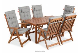 NYCTERE, https://konsimo.de/kollektion/nyctere/ Garten-Set mit Tisch und Stühlen für 6 Personen mit Kissen braun/hellgrau braun/hellgrau - Foto