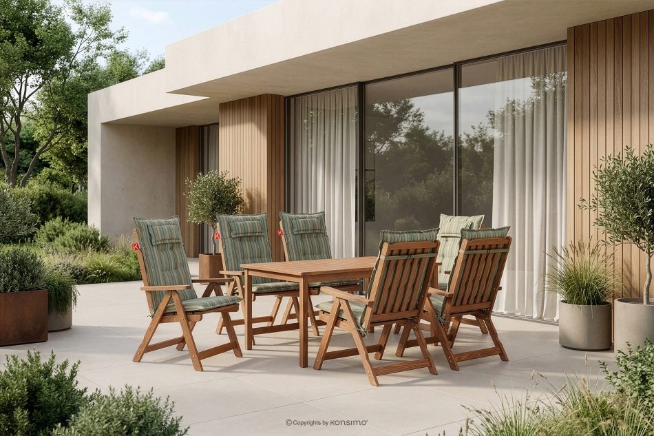 NYCTERE Garten-Tisch- und Stuhlset für 6 Personen mit Kissen braun/grün/orange/blau braun/grün/orange/blau - Foto 1