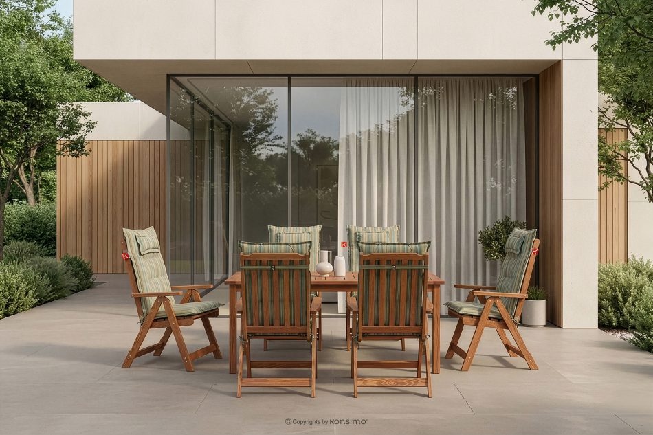 NYCTERE Garten-Tisch- und Stuhlset für 6 Personen mit Kissen braun/grün/orange/blau braun/grün/orange/blau - Foto 28