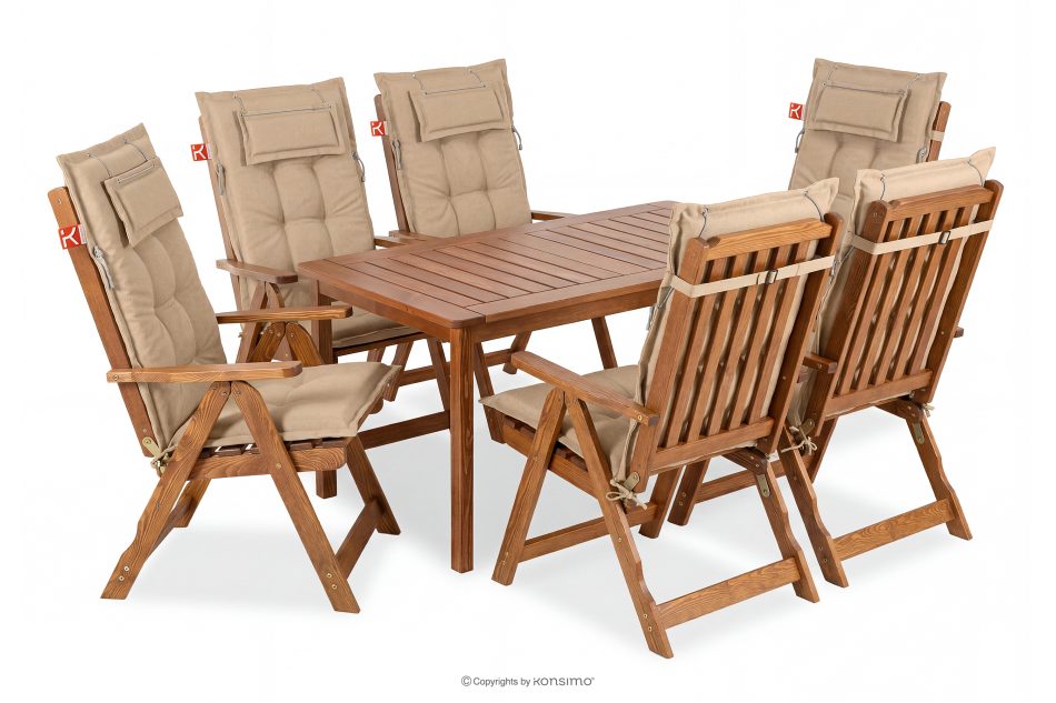 NYCTERE Gartenset mit Tisch und Stühlen für 6 Personen mit Kissen braun/sandfarben braun/sandfarben - Foto 0