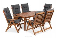 Gartenset mit Tisch und Stühlen für 6 Personen mit Kissen braun/dunkelgrau