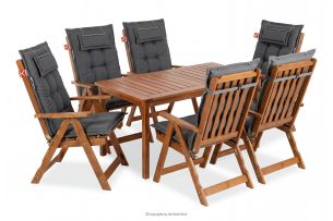 NYCTERE, https://konsimo.de/kollektion/nyctere/ Gartenset mit Tisch und Stühlen für 6 Personen mit Kissen braun/dunkelgrau braun/dunkelgrau - Foto