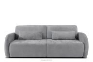 Dreisitzer-Sofa mit abgerundeter Form aus einem grauen Gewebestoff