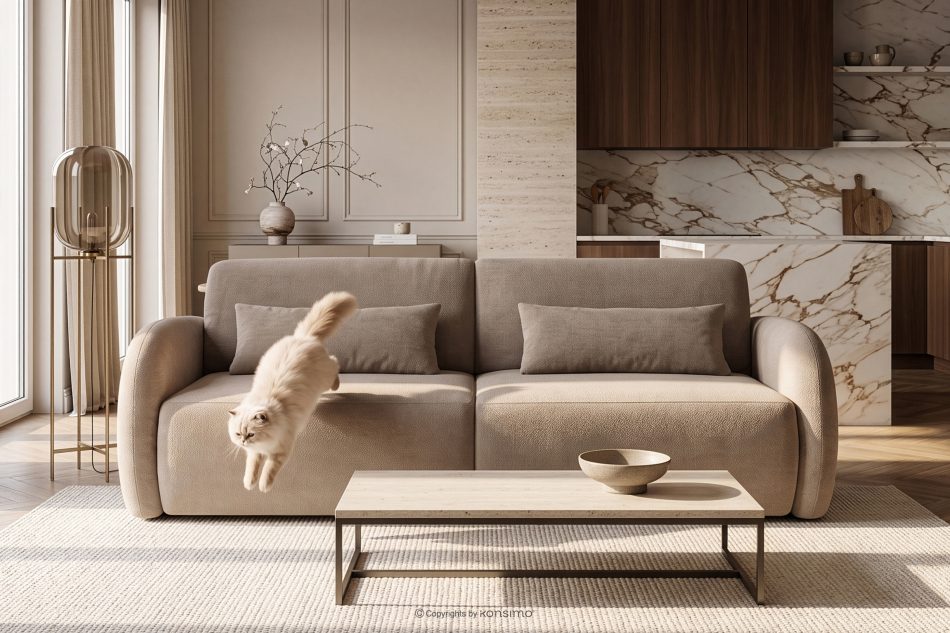 CALICO Dreisitzer-Sofa mit abgerundeter Form aus einem grauen Gewebestoff grau - Foto 16