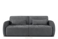 Dreisitzer-Sofa mit abgerundeter Form aus einem dunkelgrauen Gewebestoff