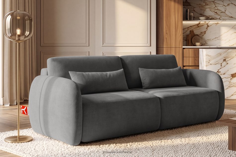 CALICO Dreisitzer-Sofa mit abgerundeter Form aus einem dunkelgrauen Gewebestoff dunkelgrau - Foto 15