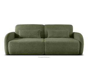CALICO, https://konsimo.de/kollektion/calico/ Dreisitziges, abgerundetes ausziehbares Schlafsofa aus olivgrünem Shaggy-Stoff olivgrün - Foto