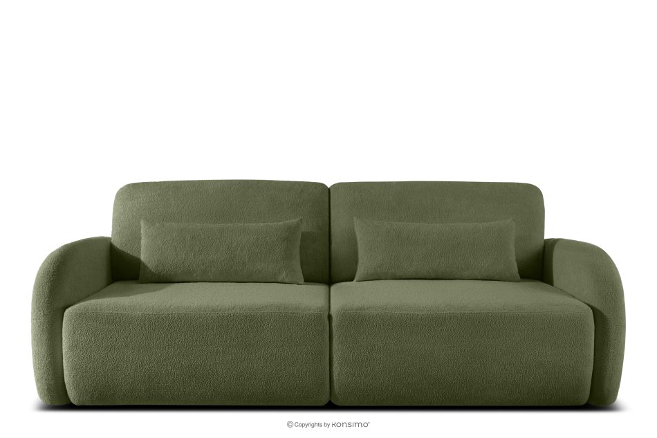 CALICO Dreisitziges, abgerundetes ausziehbares Schlafsofa aus olivgrünem Shaggy-Stoff olivgrün - Foto 0