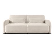 Dreisitziges ausziehbares Schlafsofa mit abgerundeten Ecken aus cremefarbenem Shaggy-Stoff
