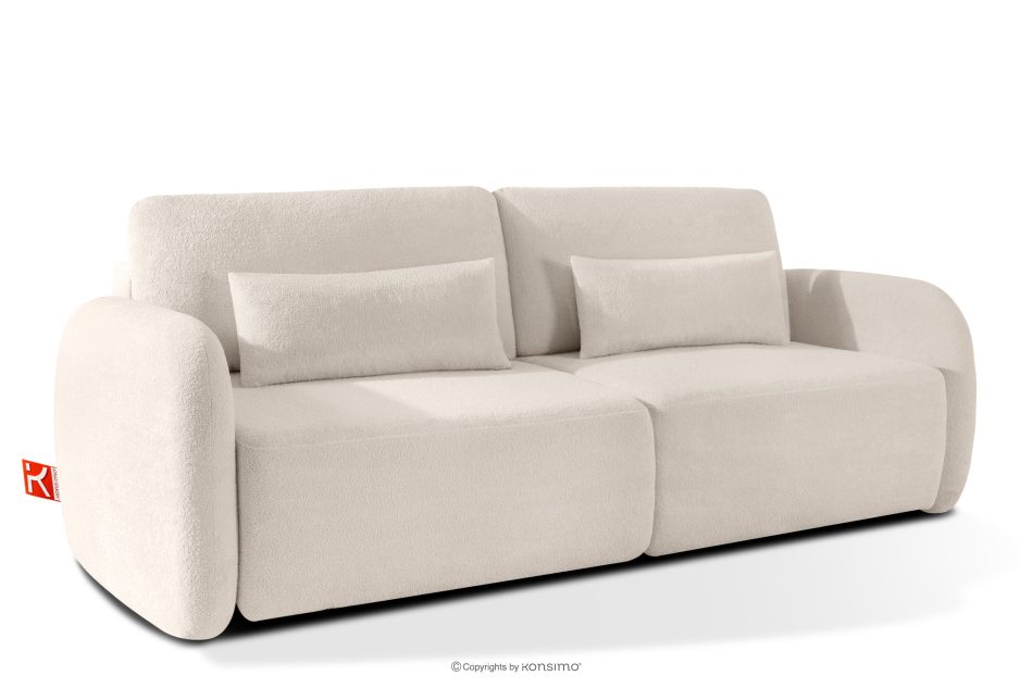 CALICO Dreisitziges ausziehbares Schlafsofa mit abgerundeten Ecken aus cremefarbenem Shaggy-Stoff cremefarben - Foto 2