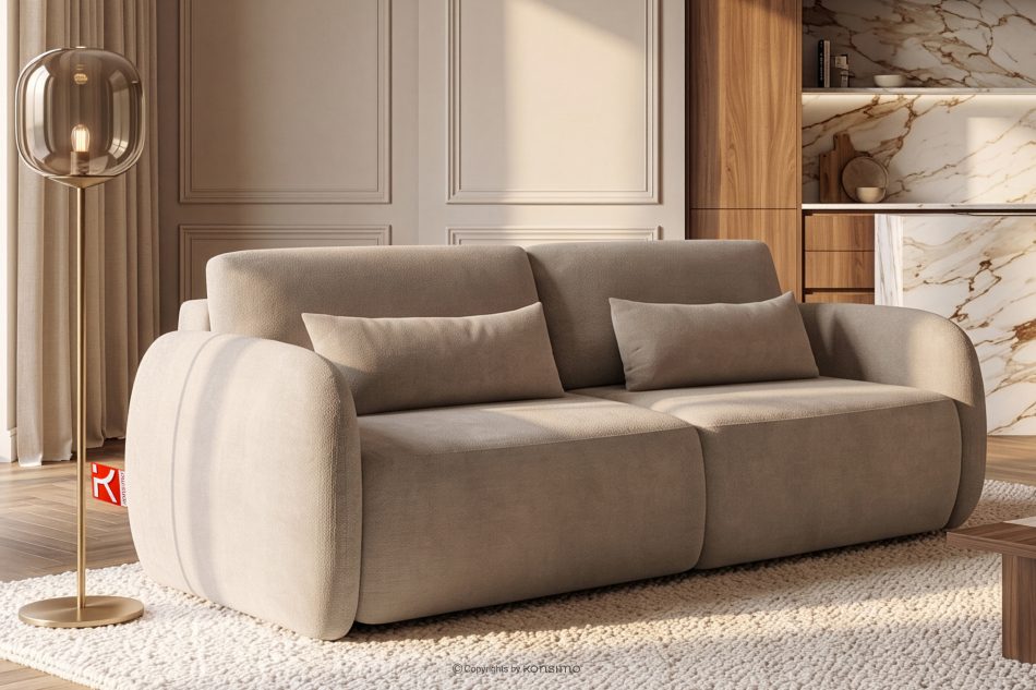 CALICO Dreisitzer-Sofa mit abgerundeter Form aus hellbeigem Gewebestoff hellbeige - Foto 15