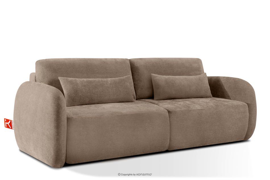 CALICO Dreisitzer-Sofa mit abgerundeter Form aus dunkelbeigem Gewebestoff dunkelbeige - Foto 2