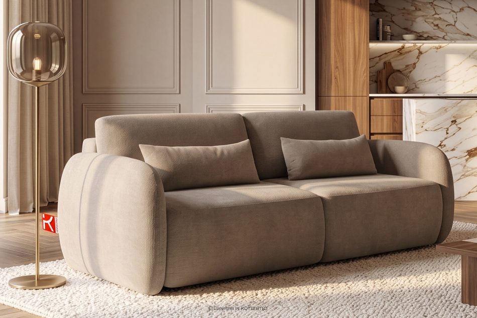 CALICO Dreisitzer-Sofa mit abgerundeter Form aus dunkelbeigem Gewebestoff dunkelbeige - Foto 15