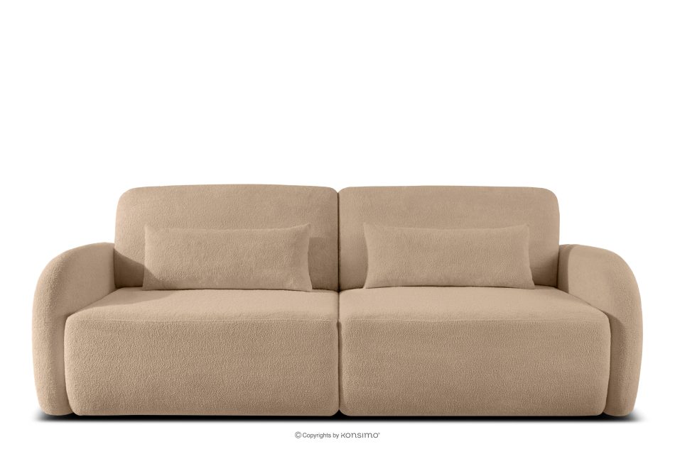 CALICO Dreisitziges ausziehbares Schlafsofa mit abgerundeten Ecken aus warmem, beigem Shaggy-Stoff warmes Beige - Foto 0