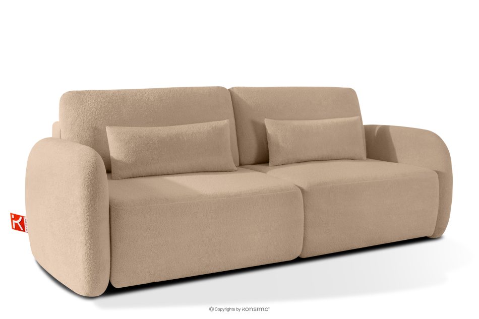 CALICO Dreisitziges ausziehbares Schlafsofa mit abgerundeten Ecken aus warmem, beigem Shaggy-Stoff warmes Beige - Foto 2