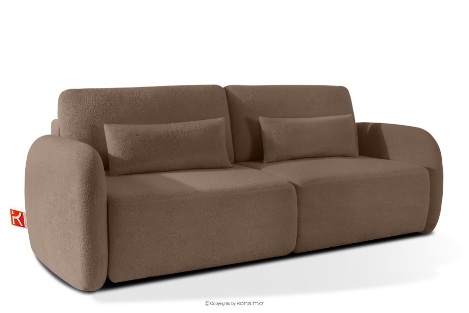 CALICO Dreisitziges, abgerundetes ausziehbares Schlafsofa aus braunem Shaggy-Stoff braun - Foto 2