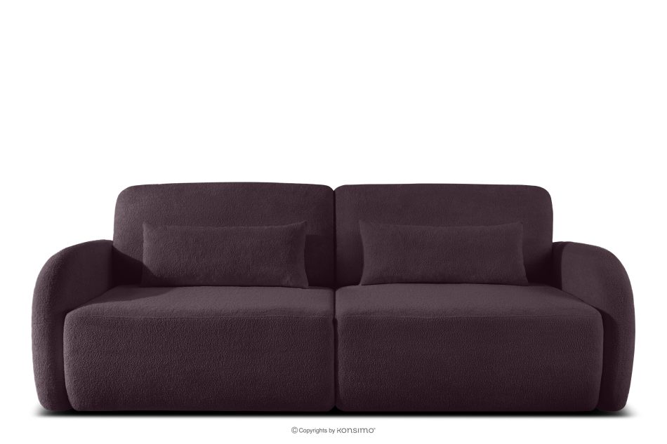 CALICO Dreisitziges, abgerundetes ausziehbares Schlafsofa aus dunkelpflaumenfarbenem Shaggy-Stoff dunkelpflaumenfarben - Foto 0