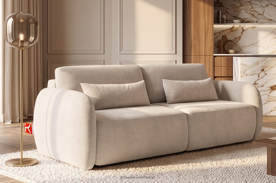 CALICO Dreisitzer-Sofa mit abgerundeter Form aus ecrufarbenem Gewebestoff ecru - Foto 15