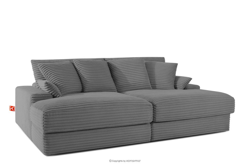 ACERA Dreisitzer-Sofa mit tiefer Sitzfläche aus grauem Kordstoff grau - Foto 2