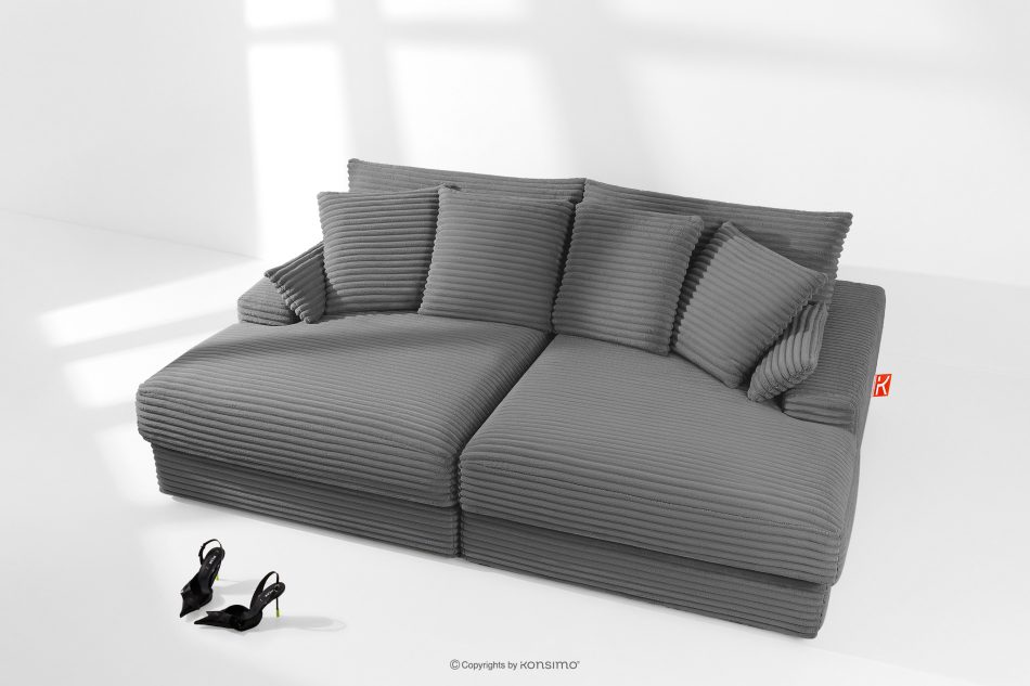 ACERA Dreisitzer-Sofa mit tiefer Sitzfläche aus grauem Kordstoff grau - Foto 1