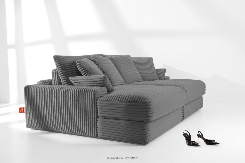 ACERA Dreisitzer-Sofa mit tiefer Sitzfläche aus grauem Kordstoff grau - Foto 11