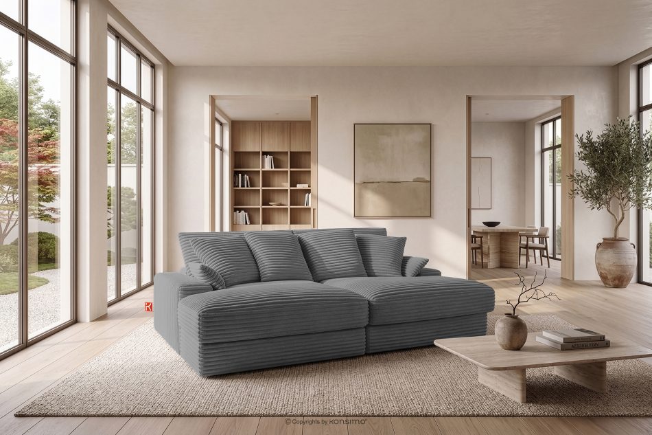 ACERA Dreisitzer-Sofa mit tiefer Sitzfläche aus grauem Kordstoff grau - Foto 12