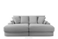 Dreisitzer-Sofa mit tiefer Sitzfläche aus hellgrauem Kordstoff
